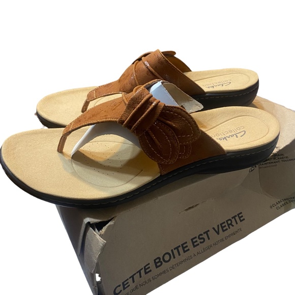 Clarks Laurieann Rae Women's Sandal Size 12W WIDE Tan Brown Comfy Causal Thong - Picture 5 of 11